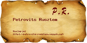 Petrovits Rusztem névjegykártya